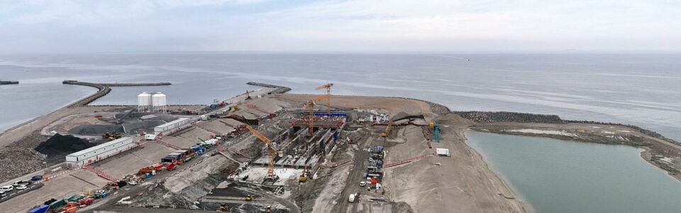 Baustelle auf Fehmarn für den Fehmarnbelttunnel