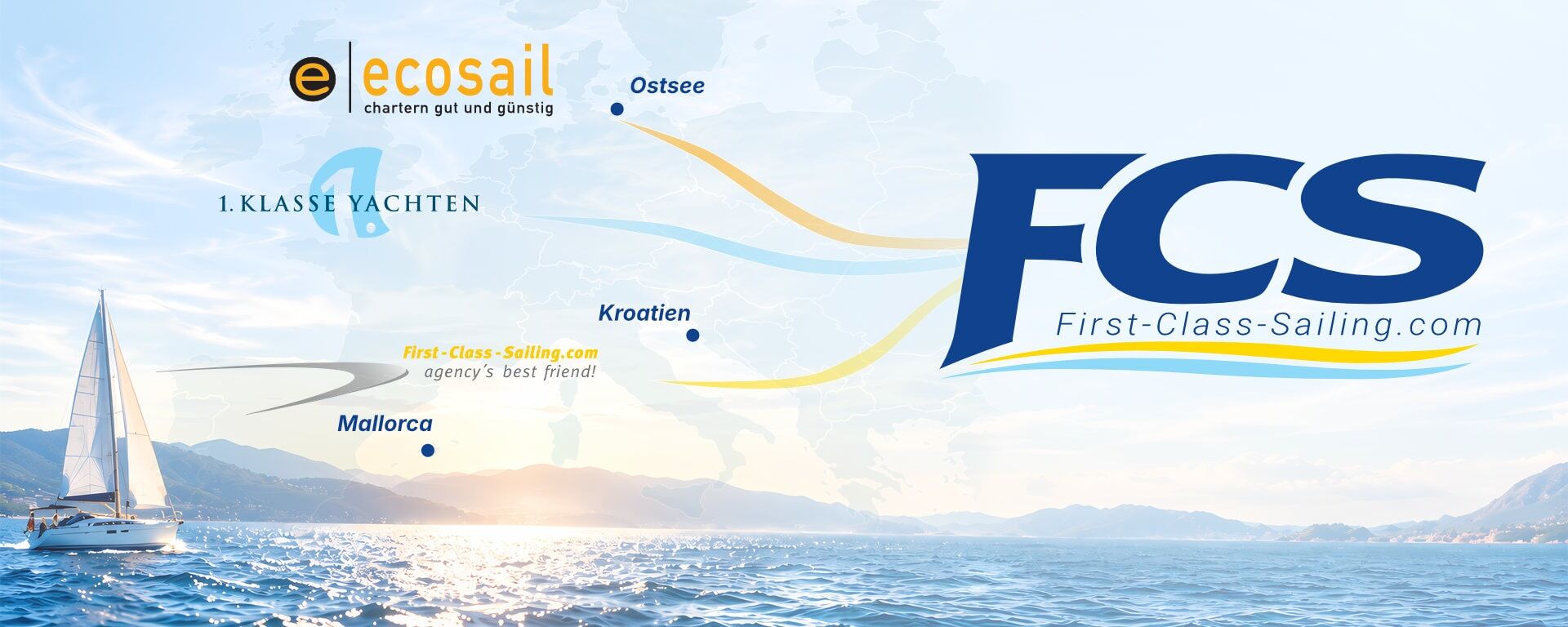 Neu in 2027 – Es wächst zusammen, was zusammen gehört! 1. Klasse Yachten und ecosail verschmelzen mit First Class Sailing.