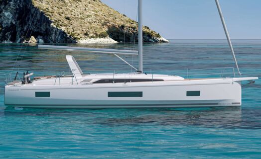 Steuerbord Aussenaufnahme einer Oceanis 47 in Rogoznica in Kroatien